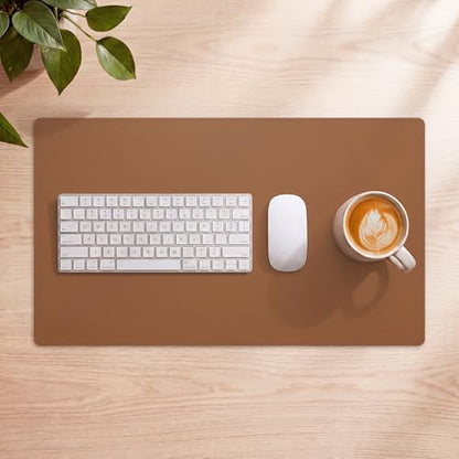 AFIING Leather Desk Mat, Brown, 23.6" x 13.8", Desk Pad Protector - color: Brown, size: 23.6" x 13.7"