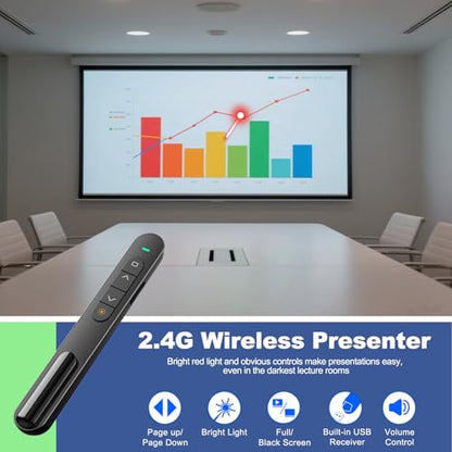 QUI 2 Pack Wireless Presenter Remote, USB, Black White | 2.4GHz RF Presentation Clicker with Hyperlink Volume Control, USB Presentation Remote for Mac, Laptop, Google Slides - color: Black White, style: USB