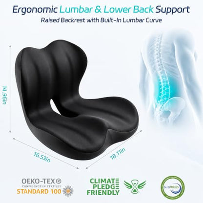 Seat Cushion & Back Support for Tailbone and Lower Back Relief - color: Dark Gray
