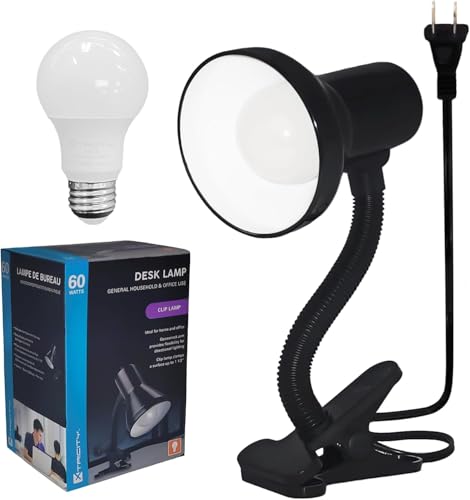 Xtricity LED Clip on Desk Lamp with 360° Flexible Gooseneck (Black Finish) - color: Clamp Base (Black), size: 1 Pack