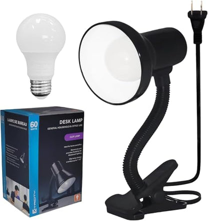 Xtricity LED Clip on Desk Lamp with 360° Flexible Gooseneck (Black Finish) - color: Clamp Base (Black), size: 1 Pack