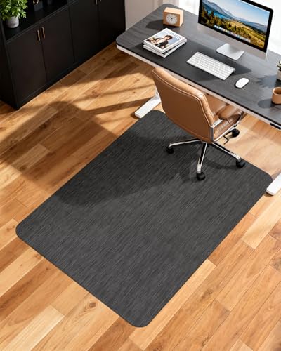 Soimeat Office Chair Mat for Hardwood Floor, 46.9" x 60.1" Non-Slip Desk Computer Chair Mat, PVC Floor Mat for Rolling Chair, Heavy Duty Wood/Tile Floor Protector Desk Rug for Home Office, Black - color: Black, size: 47" x 60"