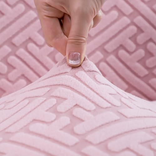FORCHEER Large Office Chair Cover with Armrest Cover Pink Jacquard Stretch Computer Chair Covers with Long Arm Rest Slipcovers Washable - color: Jacquard-pink, size: Large+Chair-Arm Cover