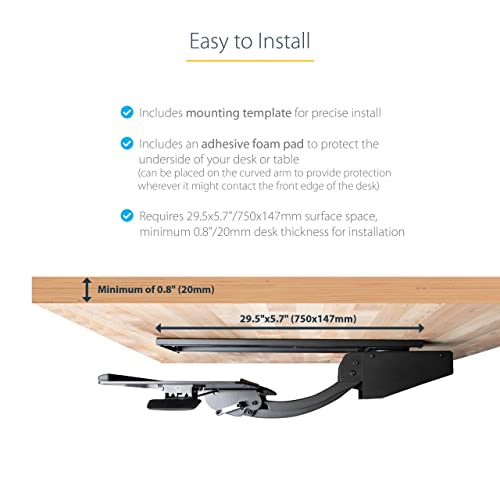 StarTech Under Desk Keyboard Tray, 10" x 26" Platform (KBTRAYADJ2) | Full Motion & Height Adjustable Keyboard and Mouse Tray, Mount Computer, Pad Wrist Rest - style: Full Motion