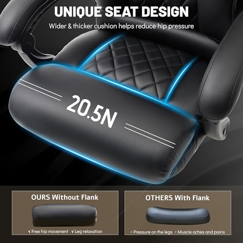 Massage Office Chair with Foot Rest,6 Points Vibration & Heat Executive Office Chairs,500LBS Big and Tall Office Chair for Heavy People,Ergonomic Reclining Desk Chair,Dual-Use Pillow,Home Office,Black - color: Black, size: 6 Point Vibration