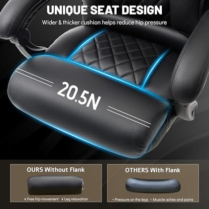 Massage Office Chair with Foot Rest,6 Points Vibration & Heat Executive Office Chairs,500LBS Big and Tall Office Chair for Heavy People,Ergonomic Reclining Desk Chair,Dual-Use Pillow,Home Office,Black - color: Black, size: 6 Point Vibration