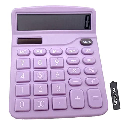 YOUHO Calculator, 12-bit Solar Battery Dual Power Standard Function Electronic Calculator with Large LCD Display Office Calculator Purple - color: Purple