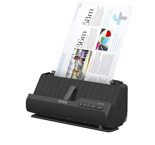 Epson Workforce ES-C320W Wireless Compact Document Scanner Duplex 20-pg ADF | 20-Page Auto Feeder 2-Sided Duplex Scanning Mobile Connectivity Paper and Card Support - style: ES-C320