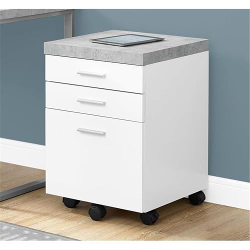 Monarch Specialties I 7051 File Cabinet, Rolling Mobile, Storage Drawers, Printer Stand, Office, Work, Laminate, Grey, White, Contemporary, Modern - color: White/Grey