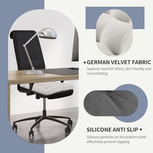BUYUE Good Support Office Chair Cushion Padded, Soft Velvet Comfortable Non-Slip Seat Cushion for Computer Desk Kitchen Chair (1 Count, Light Gray) - color: Light Gray