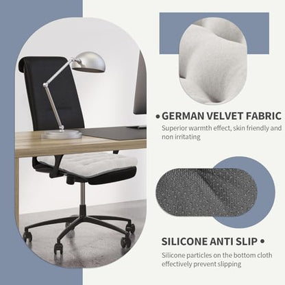 BUYUE Good Support Office Chair Cushion Padded, Soft Velvet Comfortable Non-Slip Seat Cushion for Computer Desk Kitchen Chair (1 Count, Light Gray) - color: Light Gray