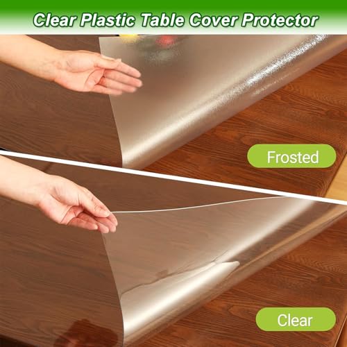 12 x 12 in Transparent Table Protector Mat - Heavy Duty Clear Plastic Desk Cover for Wood Furniture, Waterproof Heat Resistant Dining Table Topper, Protective Pad for Office Desk, Craft Table