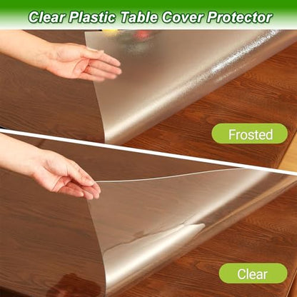 12 x 12 in Transparent Table Protector Mat - Heavy Duty Clear Plastic Desk Cover for Wood Furniture, Waterproof Heat Resistant Dining Table Topper, Protective Pad for Office Desk, Craft Table