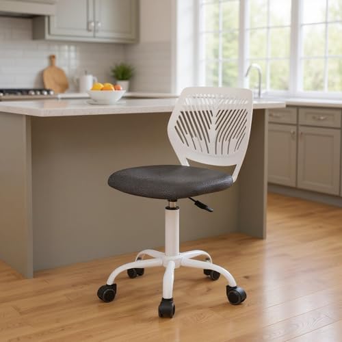 Homy Casa Adjustable Swivel Dining Caster Chair, Black Mesh Seat | Black mesh seat, adjustable height, 360° swivel and rolling casters for flexible dining, kitchen and multipurpose seating. - color: Black Mesh