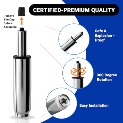 8.4-10.9 Inches Office Chair Cylinder Replacement, TOP-Activated - color: Polished Steel, size: 2.4‘’ Height Range