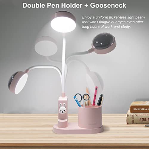 Pink Desk Lamp for Home Office, Touch Small Table Light for Kids - color: Pink-Star Projection