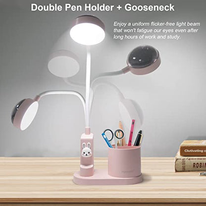 Pink Desk Lamp for Home Office, Touch Small Table Light for Kids - color: Pink-Star Projection
