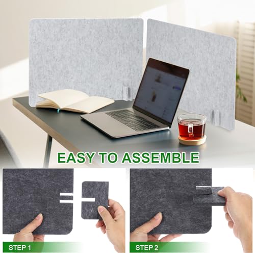 PATIKIL Desk Divider, 4 Set 24 x 16 Inch Acoustic Freestanding Desk Divider Desk Privacy Panel with 16 Pcs Support Feet for Library Office Workstation,Black - color: Black
