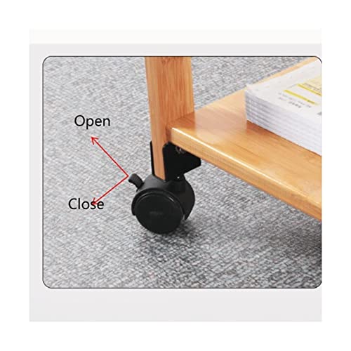 Free Standing 2 Tier Mobile Printer Stand with Lockable Rolling Wheels Wood Machine Storage Cart for Office and Home