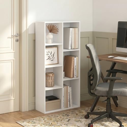 7-Cube Bookshelf, Bookcase, Book Shelf, Cube Storage Organizer, 9.4 x 19.5 x 41.7, for Home Office, Living Room, Bedroom, White - color: White, size: 7 Cube