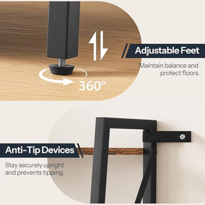 HOOBRO Ladder Shelf, 4-Tier Bookshelf, Corner Bookcase, Freestanding Storage Shelf Display Organizer, for Living Room, Bedroom, Home Office, Kitchen, Rustic Brown and Black BF304CJ01 - size: 16.4"L x 11.8"W x 39.4"H