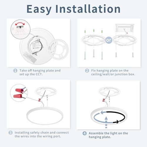 6 Pack 8.6 Inch LED Flush Mount Ceiling Light, ETL ,18W, 1822LM, 3000K/3500K/4000K/5000K/6500K CCT Selectable, 0.66in Ultra Thin Round Flat Panel Ceiling Light Fixture for Bedroom, Kitchen (White) - color: White, size: 8.6"-6pack
