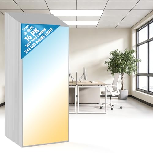 2x4 LED Flat Panel Light Drop Ceiling Office Fixture, 5 CCT 3000K-6500K Adjustable & 5 Wattage Selectable,0-10V Dimmable, 2X4 LED Flush Mount Ceiling Light, ETL Listed 16Pack - size: 2x4FT-16Pack