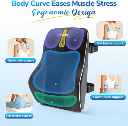 Niceeday Lumbar Support Pillow for Office Chair Car Back Support Pillow, Memory Foam Gaming Chair Desk Chair Back Cushion for Lower Back Pain Relief, Ergonomic Back Rest,Office Home Essentials - size: Full Back 3D-16'*18'*5'