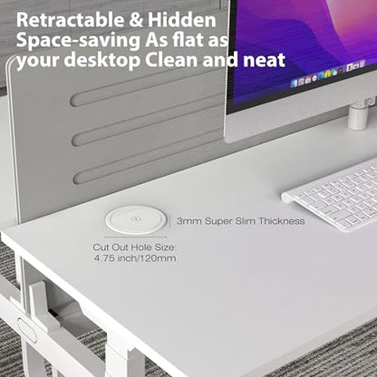 ANNQUAN 4.7" 20A GFCI Pop Up Outlet Wireless Charger 65W USB White | Max 65W Power Delivery,4.75" Pop Up Electrical Outlet with 3 Outlets 3 USB Ports - color: White, size: 20 Amp(GFCI)