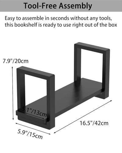100% Solid Wood Adjustable Desktop Bookshelf, Retro Tabletop Bookshelf, Desk holder Shelf for Living Room, Home, Office, Perfect for Magazine, Books, Cookbooks, No Tools Required to Assemble (Black) - color: Black