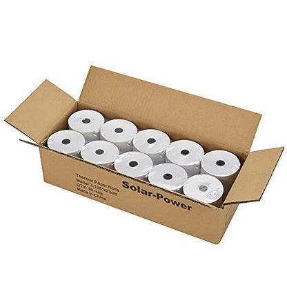 Solar-Power 3 1/8 Thermal Paper 10 Rolls for POS Cash Register Receipt Paper Roll 1-Ply Bond((3-1/8 inch x 230 feet) - size: 3-1/8" x 230'（10Rolls）