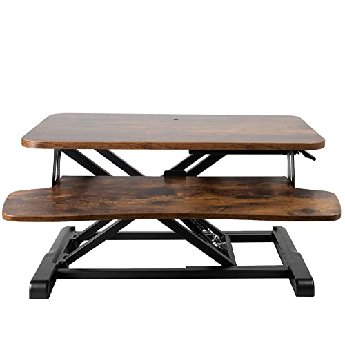 VIVO Rustic Vintage Brown 26 in Standing Desk Converter, DESK-V026KN - color: Vintage Brown, size: 26"
