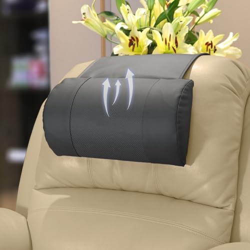 Non-Slip Memory Foam Neck Pillow for Recliner,Breathable Perforated Leather Adjustable Recliner Pillow for Pain Relief in Home, Office and Travel (Dark Gray) - color: Dark Gray