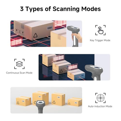 VOTTAN Wireless 1D Barcode Scanner, 5000mAh High-Capacity Battery, UPC EAN Febraban Handheld Barcode Reader