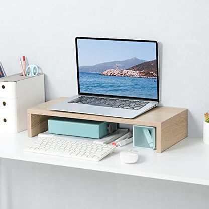 TEAMIX 20 inch Wood Monitor Stand Riser, Wooden Desktop Stand Shelf, Maple - color: Maple, size: 20 inch