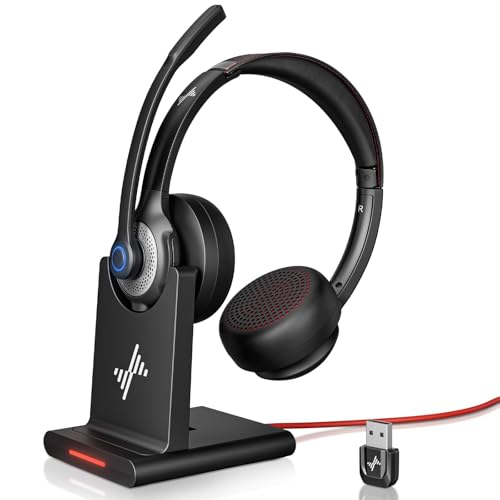 JIAMQISHI Bluetooth Wireless Headset with Mic for Work, Bluetooth 5.2, B0G4X3NFB5