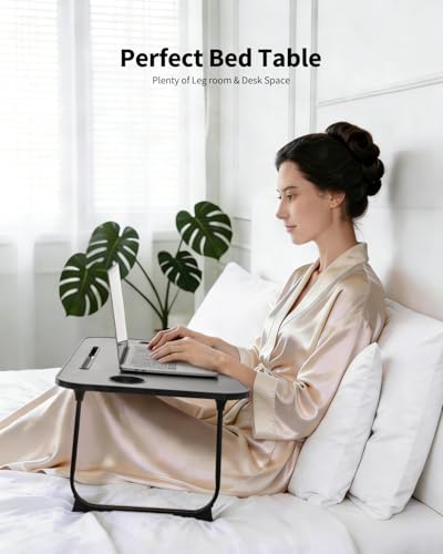Ruxury Folding Lap Desk Bed Desk Laptop Table Tray, Breakfast Serving Tray, Portable & Lightweight Mini Table for Sofa Couch Floor - Black - color: Black