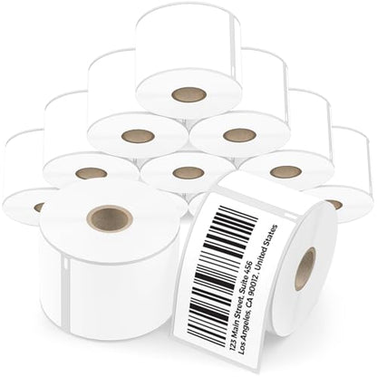 12 Rolls Thermal Shipping Labels Compatible for Dymo 30323 (2 1/8" x 4") | 2640 Pcs White Name Badge Labels Fits for Labelwriter 450, 450 Turbo, 4XL Printers (NOT for 550, 5XL) - size: 2 1/8” x 4” - 30323