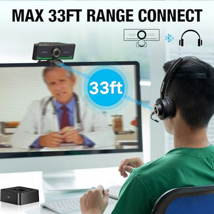Gsou Webcam with Headset and Microphone, 1080P Webcam with Privacy Cover, Plug and Play Web Camera for Desktop Computer Zoom Meetings, Audio Bluetooth only for Headset - color: Webcam+Headset