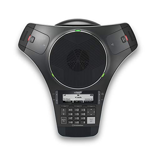 VTech VCS712 ErisStation DECT 6.0 Wireless Conference Phone with 2 Wireless Mics, Full-Duplex Speakerphone, Orbitlink Technology, 150ft Range, Black - size: 2 microphones, style: Removable Base