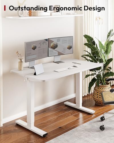 SANODESK 40''x24'' Height Adjustable Electric Standing Desk for Home Office | Sit Stand Desk with Splice Board for Home Office, Ergonomic Computer Workstation, Study & Gaming, White Frame/White Top - color: White Frame+ White Top, size: 40x24