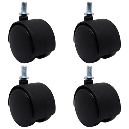 Plastic Caster Wheels 2 Inch, M8 Threaded Swivel Casters Set of 4, Black Nylon Replacement Casters Wheels for Furniture Table Cabinet Office Chair - style: 2 Inch-Threaded Stem