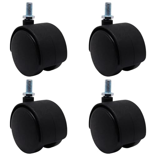 Plastic Caster Wheels 2 Inch, M8 Threaded Swivel Casters Set of 4, Black Nylon Replacement Casters Wheels for Furniture Table Cabinet Office Chair - style: 2 Inch-Threaded Stem