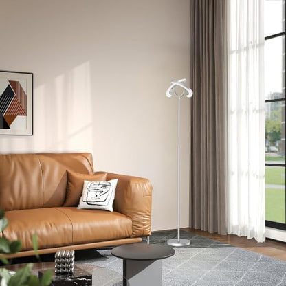 SIBRILLE 30W LED Floor Lamp for Living Room, 350° Rotating Reading Standing Lamp with Remote Control, Stepless Dimmable 3000K-6500K Modern Tall Lamp for Bedroom Office - color: Silver