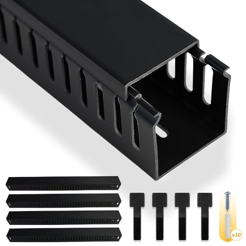 Cable Raceway, 95" Open Slot Cable Management Kit 4PCS 23.6" X 1.97" X 2.4" - color: Black, size: 5060