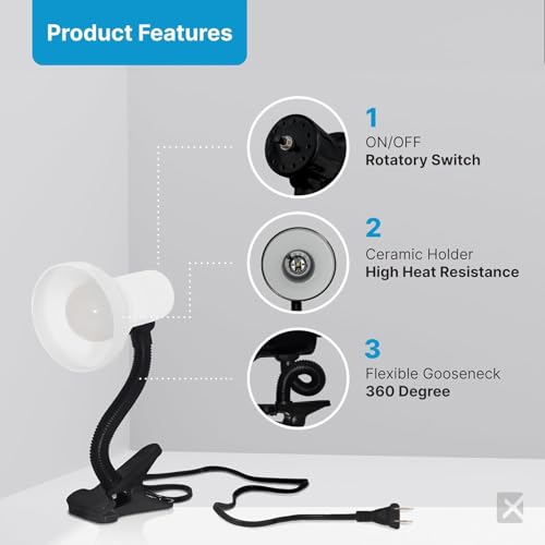 Xtricity LED Clip on Desk Lamp with 360° Flexible Gooseneck, White Finish - color: Clamp Base (White), size: 1 Pack