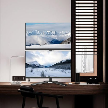 Suptek Dual LED LCD Monitor Stand up Free-Standing Desk Mount for 2 / Two Screens up to 32 inch Extra Tall 31.5 inch Pole Heavy Duty Fully Adjustable Stand Vertical Array (ML6802) - size: Dual Monitor Mount, style: Free standing
