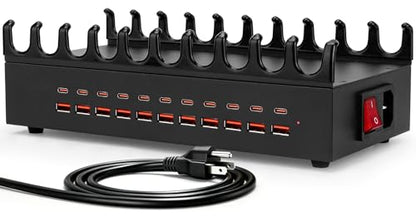 300W USB Charging Station for Multiple Devices - 22 Ports Desktop Multi Fast Charger Station with Device Organizer Stand & Multi Protection, USΒ Power Strip Suitable for Home Office School Studio