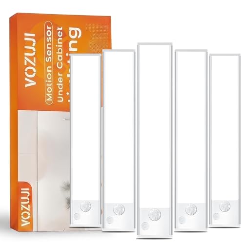 Under Cabinet Rechargeable Lighting: 8 Inch Motion Sensor Dimmable Lights Indoor - Battery Operated Lights - Wireless Closet Light Magnetic Led Light for Kitchen Home Bathroom Counter 5 Pack - color: White 5 Pack, size: 8 Inch