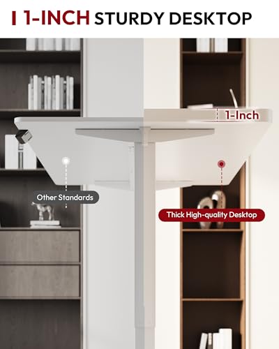 SANODESK One-Piece 1'' Thick Height Adjustable Standing Desk 48''x30'' - color: White Frame+white Top, size: 48x30"